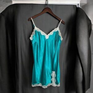 Victoria’s Secret teal lace slip satin dress